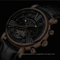 Kinyued J023 Fashion Leather Automatic Man Watches Tourbillon Calendar Chronograph Mechanical Watch